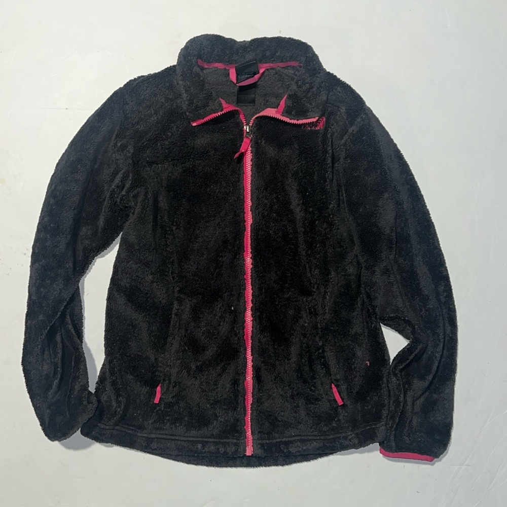 Girls XL The North Face Gray With Pink Trim Zipped Fleece